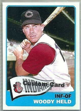 Woody Held Cleveland Indians 1965 Style Custom Made Baseball Card Blank Back