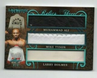 Mike Tyson Muhammad Ali Holmes 2019 Leaf Ultimate Sports Game Relics 4/4