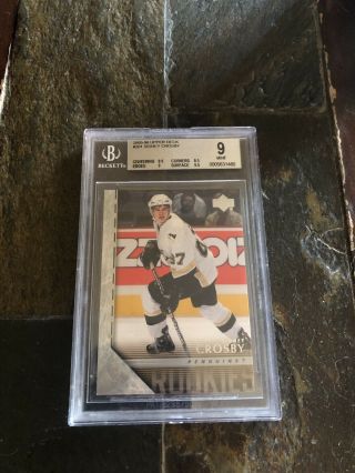 2005 Upper Deck Authentic Sidney Crosby Rookie Card Graded 9