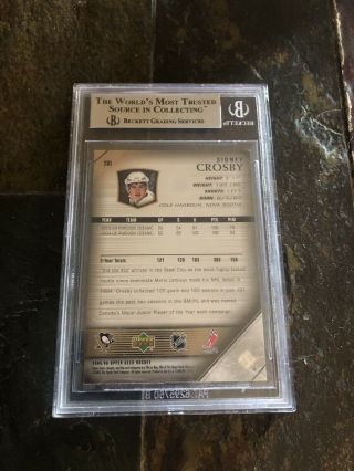 2005 Upper Deck Authentic Sidney Crosby Rookie Card Graded 9 2