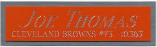 Joe Thomas Browns Nameplate For Autographed Signed Football Helmet Jersey Photo