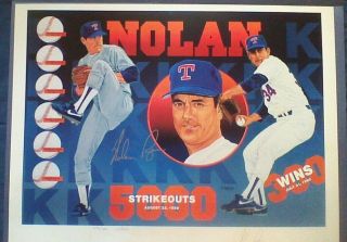 Signed By Nolan Ryan & Vernon Wells Numbered 1991 Rangers " Nolan " Print - Scarce