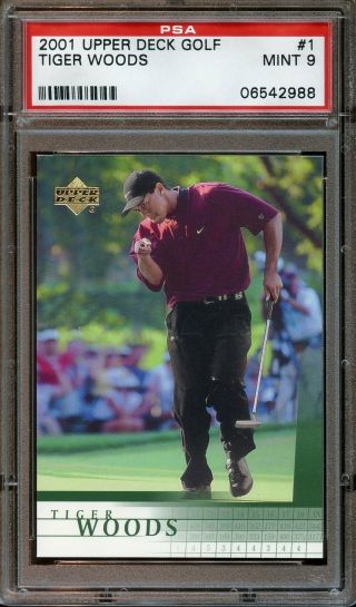 2001 Upper Deck Tiger Woods Rookie 1 Golf Card Psa 9