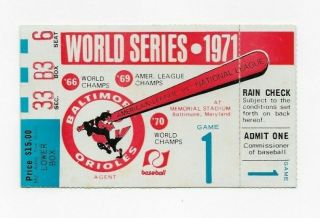 Baltimore Orioles 1971 World Series Ticket Stub