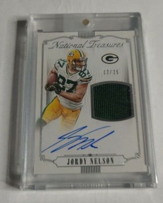 R18,  203 - Jordy Nelson - 2015 National Treasures - Autograph Jersey - 12/25 -