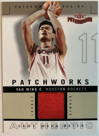 2003 - 04 Fleer Patchworks Game Worn Jersey Patch Yao Ming 011/200 Houston Rockets