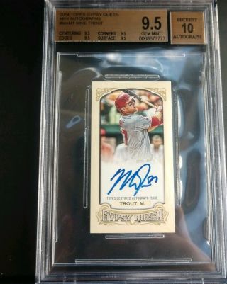 Mike Trout - 2014 Topps Gypsy Queen - Mini Autograph - 6/10 - Bgs 9.  5/10