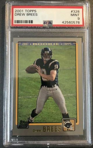 Drew Brees 2001 Topps Rookie Rc Saints Chargers Psa 9