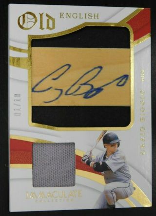 Craig Biggio Game - Dual Patch Auto 01/10 - 2019 Immaculate Old English