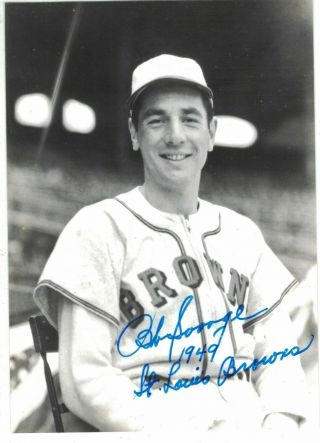 Bob Savage 1921 - 2013 Autograph B&w Photo 1949 St.  Louis Browns Philadelphia A 
