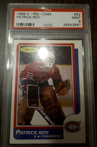 1986 O - Pee - Chee Opc Hockey 53 Patrick Roy Canadiens Rc Rookie Psa 9