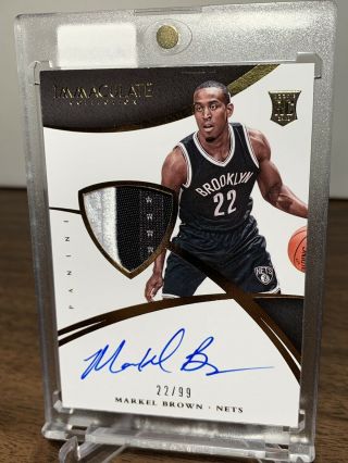 2014/15 Immaculate Markel Brown Rpa Rc Patch Auto ’d 22/99 Nets Jersey Number