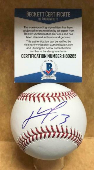 Lourdes Gurriel Toronto Blue Jays Signed M.  L.  Baseball Beckett H80285