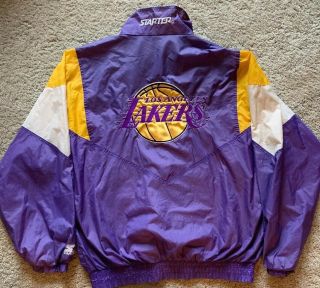 Vintage La Lakers Starter Jacket Full Stitch Logo Windbreaker Jacket Sz Xl