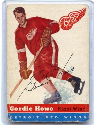 1954 - 55 Topps Hockey 8 Gordie Howe,  Detroit Red Wings,  Hof,  072317