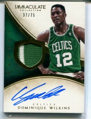 2013 - 14 Panini Immaculate Dominique Wilkins Patch Auto Autograph 37/75 2col
