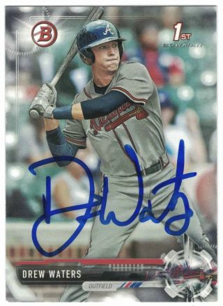 Drew Waters Signed Autographed Ip In Person 2017 Bowman Draft Card Autograph