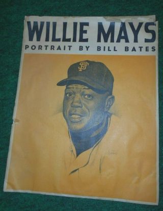 Willie Mays Portrait By Bill Bates - Sf Giants - 1960 
