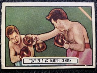 1951 Topps Ringside Tony Zale Vs Marcel Cerdan 44 Boxing Card Vg - Ex