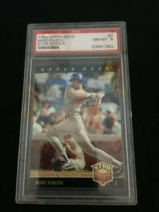 1993 Upper Deck Mike Piazza Star Rookie Card/psa Graded 8