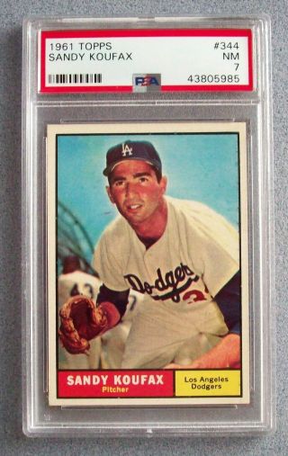 1961 Topps 344 Sandy Koufax Dodgers Psa 7 Nm Card