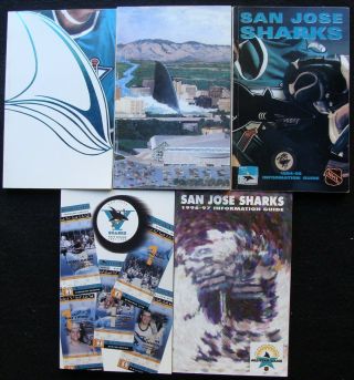 1992 - 93 1993 - 94 1994 - 95 1995 - 96 & 1996 - 97 San Jose Sharks Hockey Media Guide Run