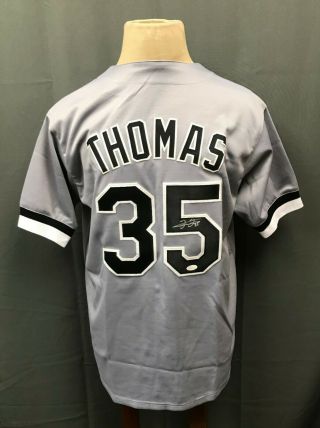 Frank Thomas 35 Signed White Sox Jersey Sz Xl Jsa Witnessed Sticker Only Hof