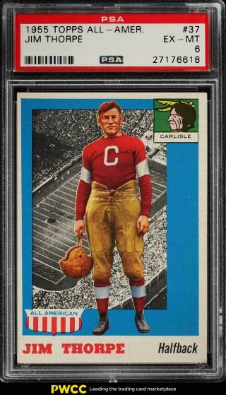 1955 Topps All American 37 Jim Thorpe Psa 6 Football Card