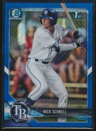 2018 Bowman Chrome Nick Schnell Blue Refractor /150 Rays