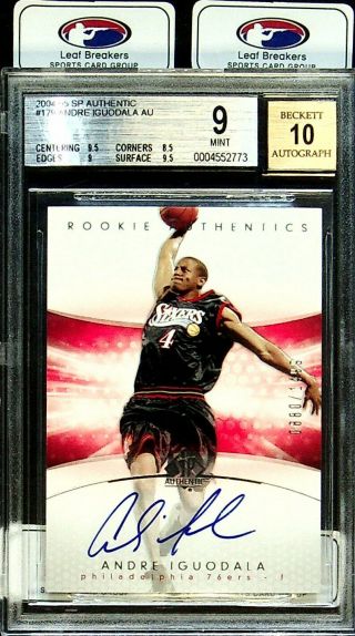 2004 - 05 Sp Authentic Basketball Andre Iguodala Rookie Auto /1499 Rc Bgs 9 [mt]