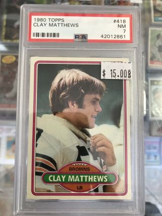 1980 Topps Clay Matthews Rookie Rc 418 Psa 7 Near - Cleveland Browns Sharp