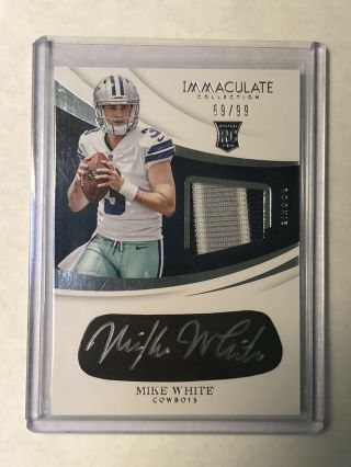 2018 Immaculate Mike White Rc Rookie Patch Auto Eye Balck 69/99 Cowboys