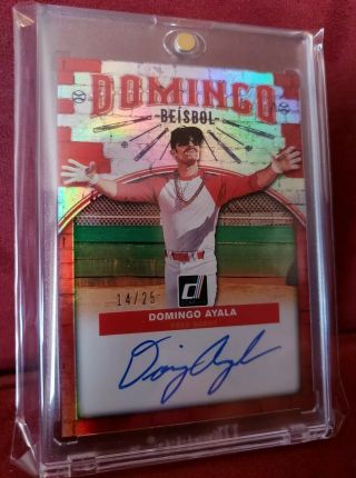 2019 Donruss Baseball Domingo Ayala Beisbol 14/25 Auto On Card Autograph Red Sp