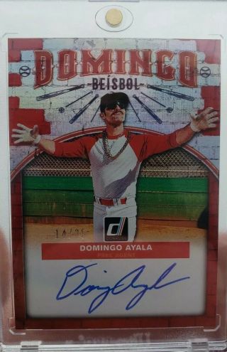 2019 Donruss Baseball DOMINGO AYALA Beisbol 14/25 AUTO On Card AUTOGRAPH RED SP 2