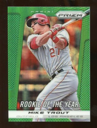 2013 Panini Prizm Mike Trout Baseball Card 301 Green Refractor