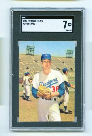 1960 Morrell Heats Roger Craig Dodgers Baseball Card Sgc Nm 7 (evans)