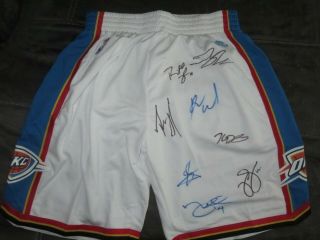 Kevin Durant Russell Westbrook Okc Team Signed Nba Basketball Jersey Shorts