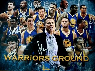 Golden State Warriors Team Signed Autographed 11x17 Nba Champs