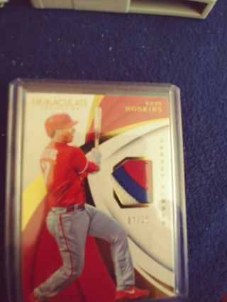 2018 Immaculate Swatches 3 - Color Jersey Number 27 Rhys Hoskins 