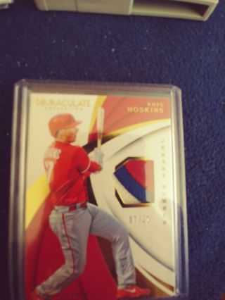 2018 Immaculate Swatches 3 - Color Jersey Number 27 Rhys Hoskins ' d 7/25 3