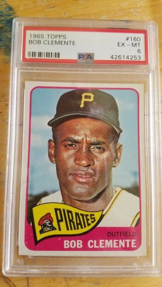 1965 Topps 160 Roberto Clemente Pittsburg Pirates.  Psa 6.  Great Card.