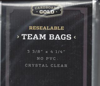 100 Ct.  - Cardboard Gold Resealable Team Bags 3 3/8 " X 4 " - Pokemon,  Sports Card
