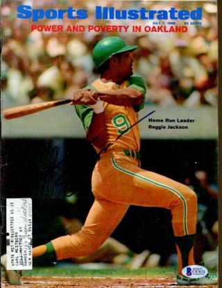 Reggie Jackson Signed Sports Illustrated 1969 Autographed Oakland Beckett Bas