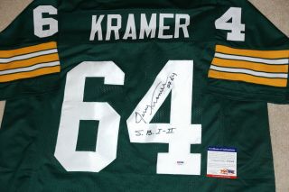 Jerry Kramer 64 “sb 1,  2” Signed Green Bay Packers Jersey,  Psa Dna Y82568