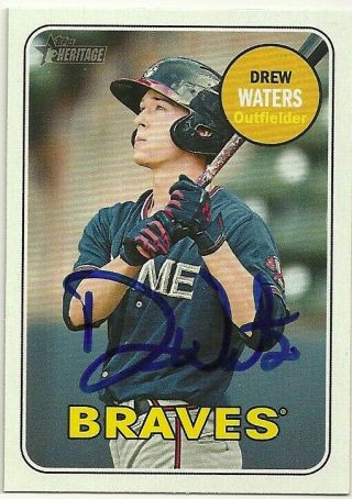 2018 Topps Heritage Drew Waters Signed Card Autograph Braves Rc