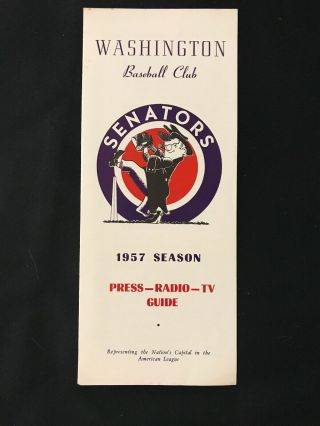 Washington Senators 1957 Press Radio Tv Guide Baseball Roster Schedule Killebrew