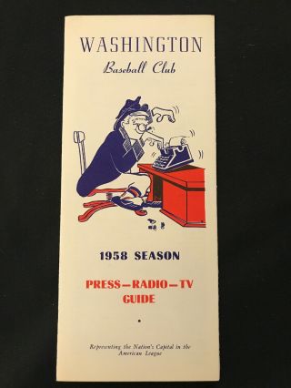 Washington Senators 1958 Press Radio Tv Guide Baseball Roster Schedule Killebrew