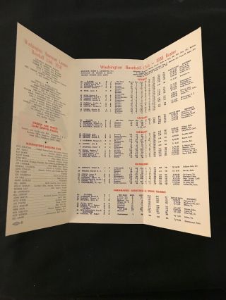 Washington Senators 1958 Press Radio TV Guide Baseball Roster Schedule KILLEBREW 3
