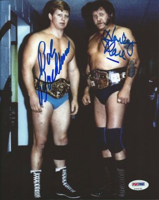 Harley Race & Bob Backlund Signed Wwe 8x10 Photo Psa/dna Picture Autograph