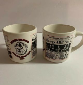 University Of Georgia Bulldog 1980 National Champions Set Of 2 Coffee Mugs Uga